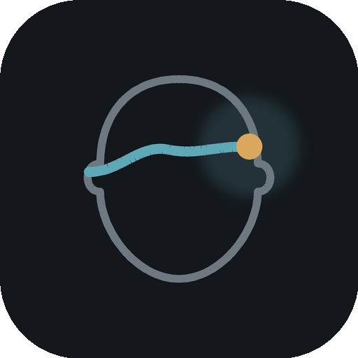 The Respite app icon: a line-drawn head with the intensity throughline crossing at the temples, resting on an amber point.